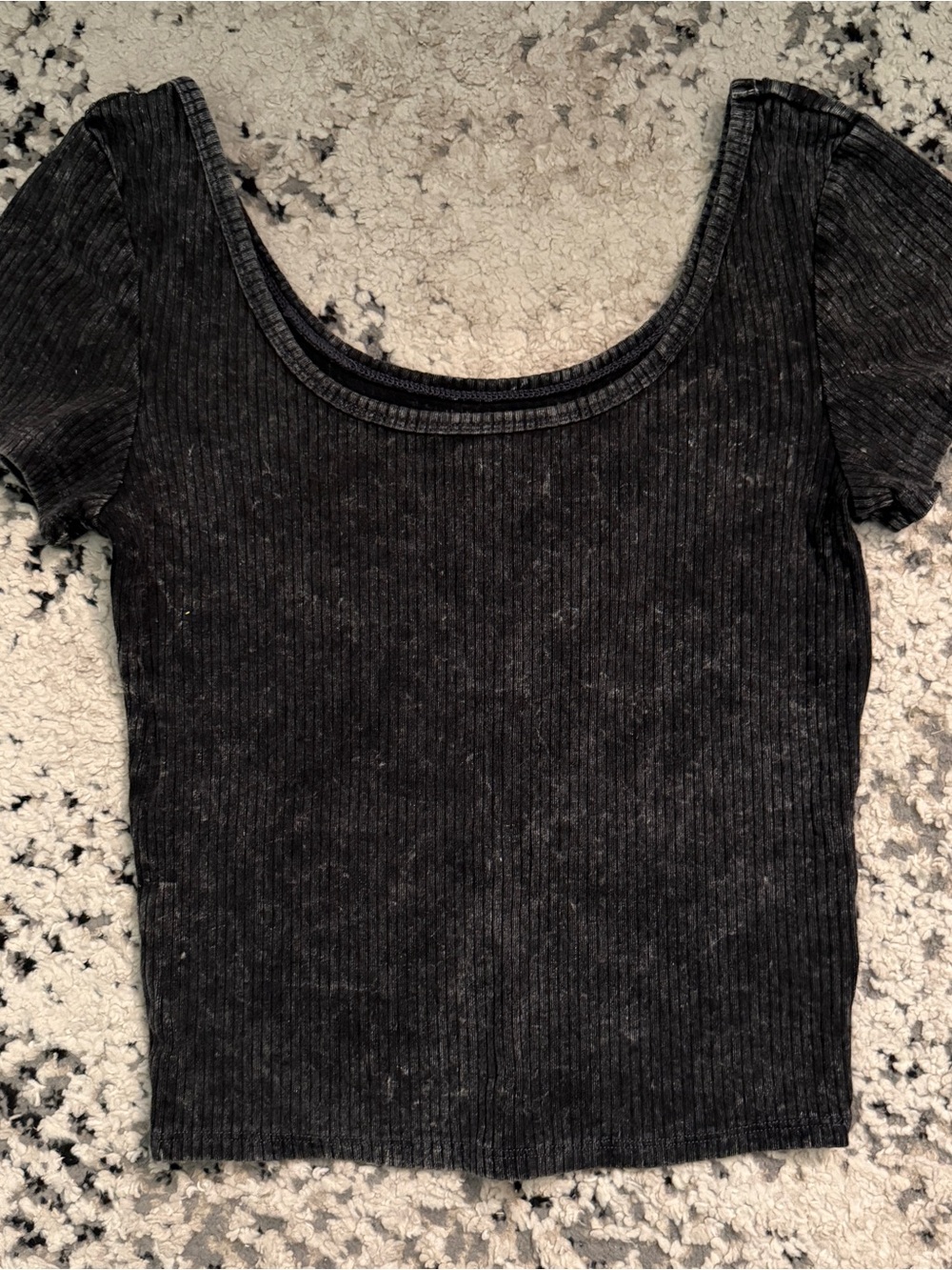 wild fable Ribbed Scoop Crop Top - Black